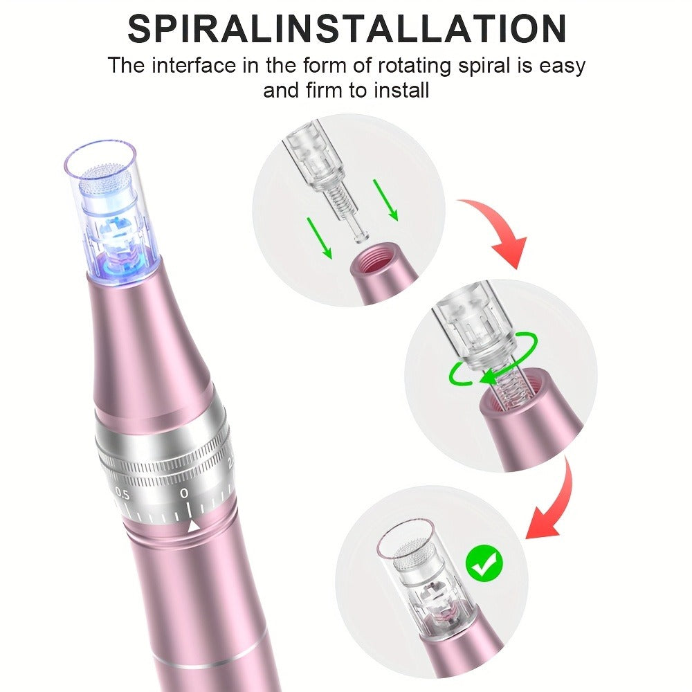 L6 Pink Microneedling Pen Kit with 10 Replacement Tips, Six Speed Levels and USB Charging Cable — image 10