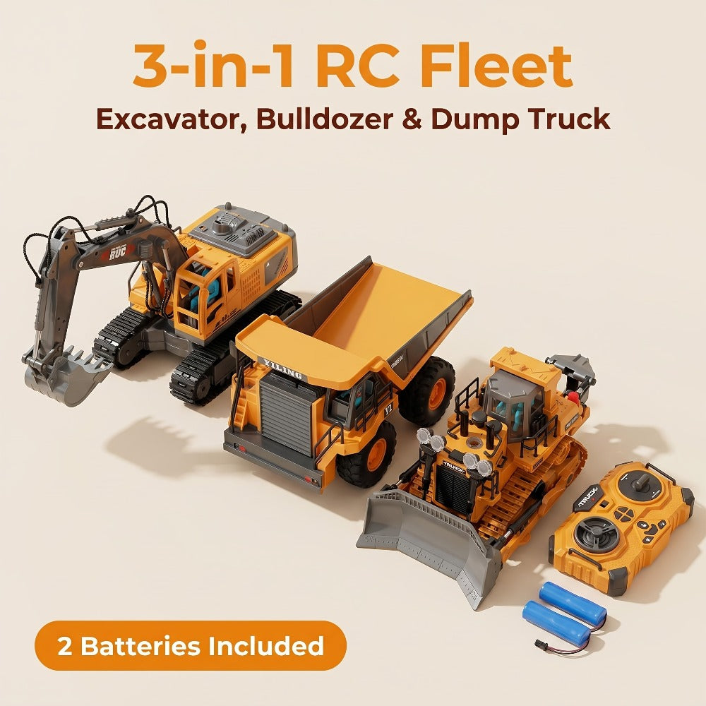 RC Excavator 1:20 Scale 2.4G 11CH, Alloy Remote Control Construction Toy with 680° Rotation & Working Arm — image 1