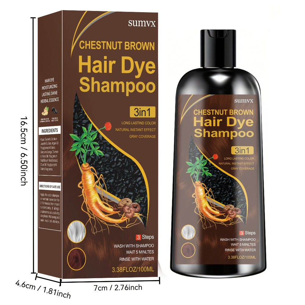 Hair Dye Shampoo, SUMVX 100ml 3-in-1 Bottle with Brown, Chestnut Brown and Black Shade Options — image 6