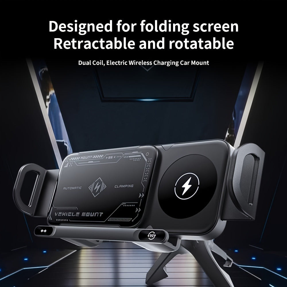 Dual-Coil Wireless Charging Car Mount with 15W Label, Fold-Screen Support and Three Configurations — image 2