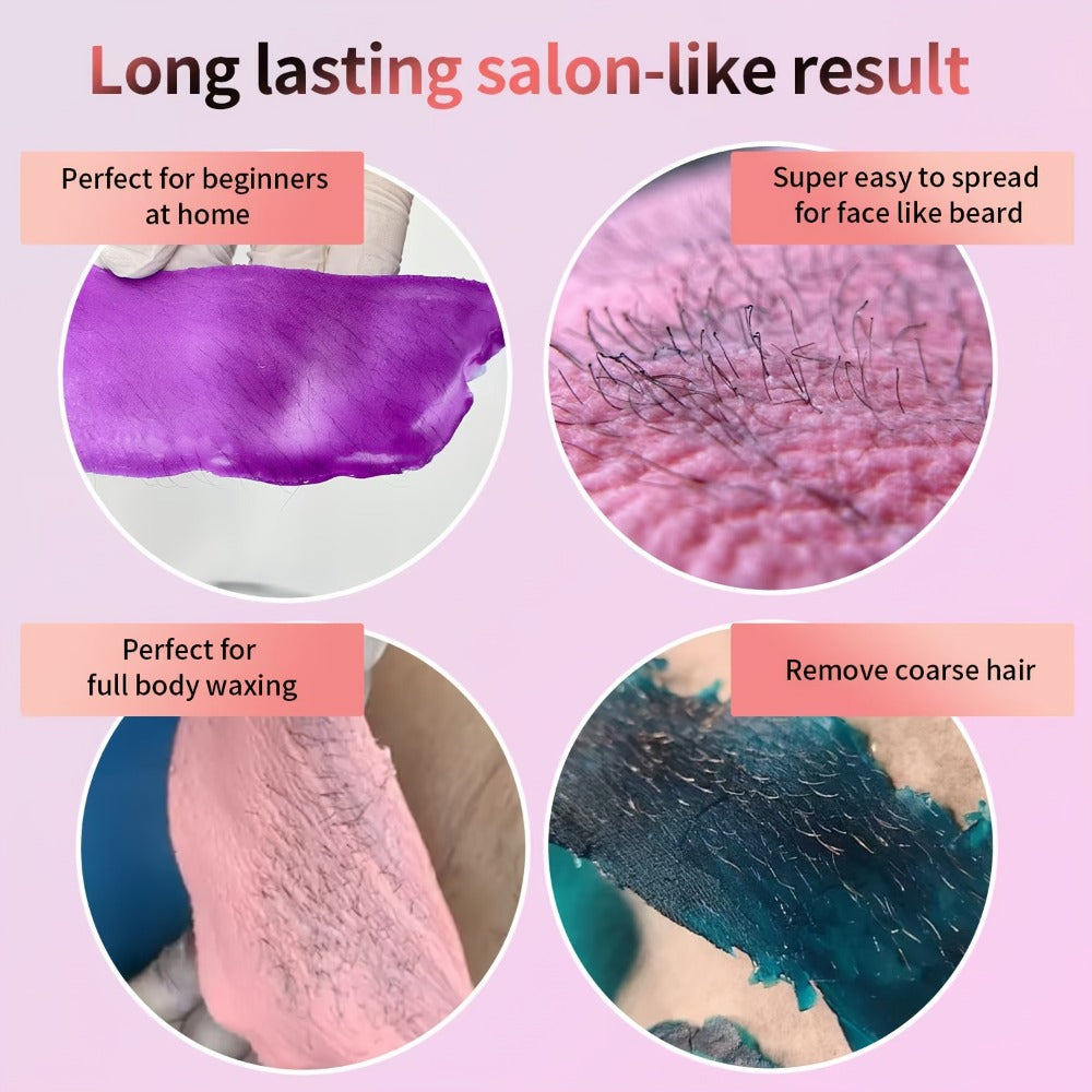No Strip Hard Wax Beans for Brazilian Bikini Face Eyebrow Legs Underarms Full Body Hair Removal Home Waxing Kit for Women Men