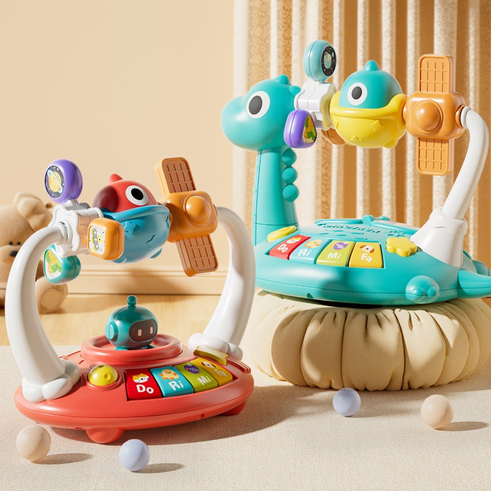 Dinosaur Piano Toy for Kids, Rotatable Smart Music Box with Space Theme, Mini Electronic Musical Instrument for Toddlers — im
