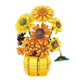 Sunflower Bouquet Building Blocks Set with 1009-Piece Checkout Label, Adjustable Petals and Yellow Vase Display — image 1