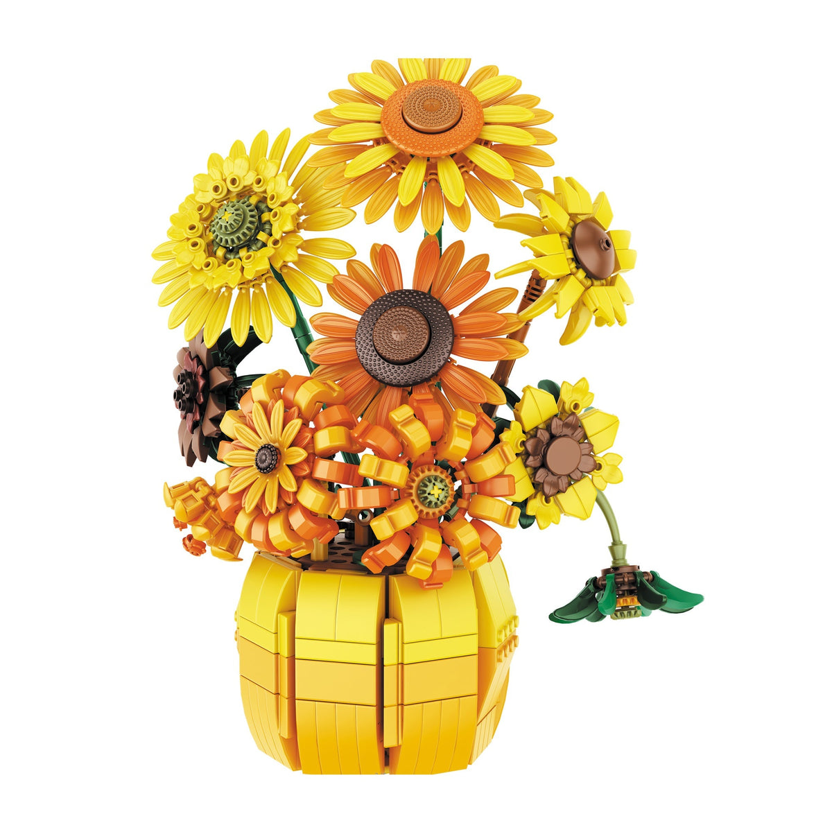 Sunflower Bouquet Building Blocks Set with 1009-Piece Checkout Label, Adjustable Petals and Yellow Vase Display — image 1