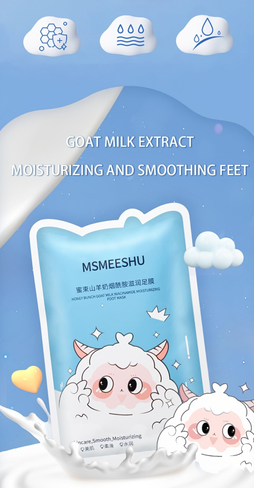 Moisturizing Foot Mask Socks with Goat Milk, Niacinamide & Ceramides – Exfoliating Cracked Heel Treatment — image 10