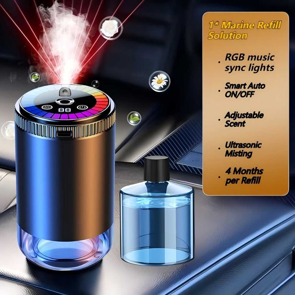 Car Aromatherapy Diffuser with Dynamic Light Show & Starry Sky Mode – Adjustable Scent Intensity, USB Rechargeable, Eliminate