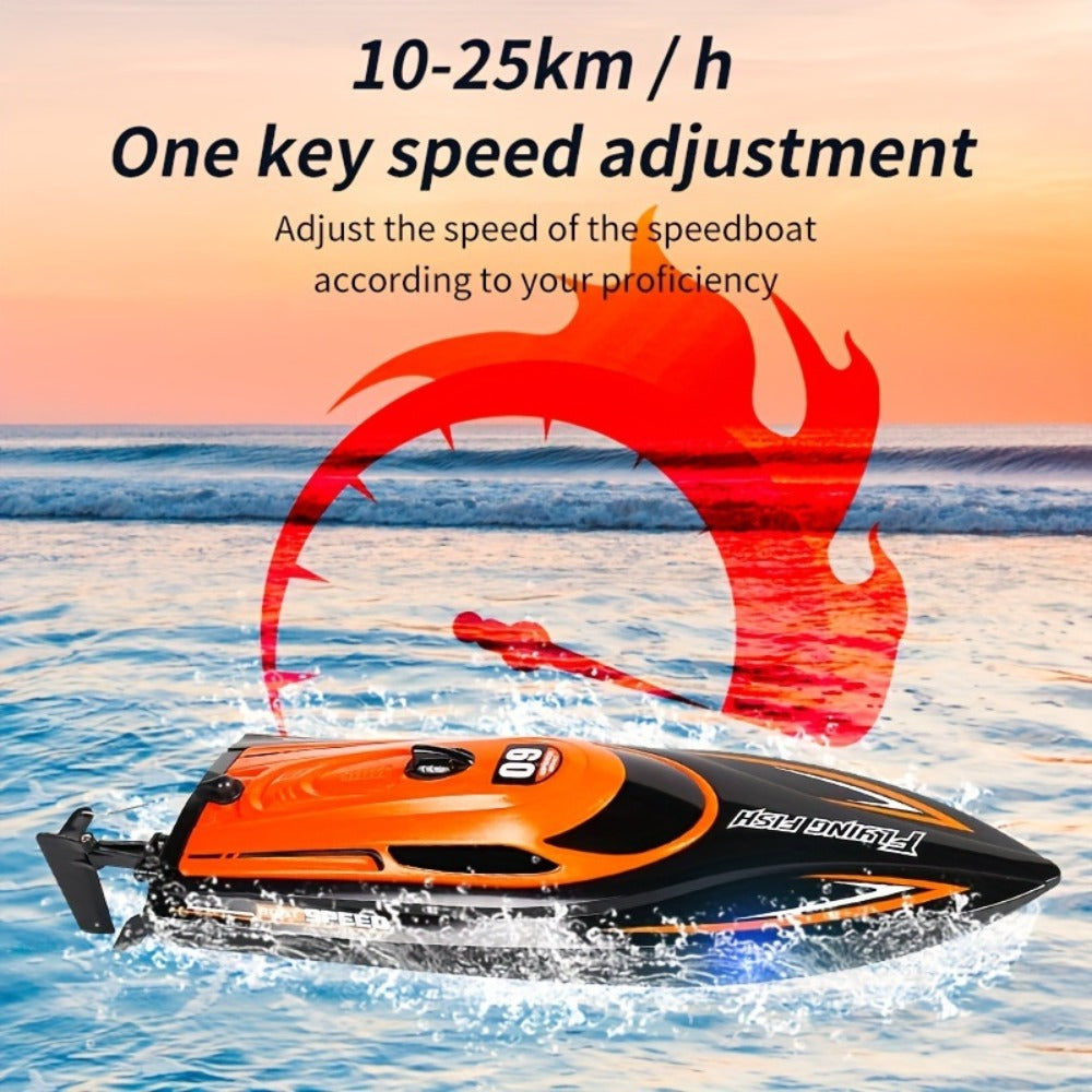 Remote Control Speedboat 25KM/H with Auto Flip Reset Night Light & Low with the Listed Color, Size or Set Options for Everyda