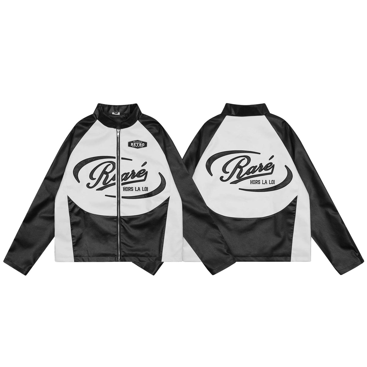 American-style Locomotive Style Color Matching Leather Patch Letter Embroidered Jacket For Men And Women Baggy Coat