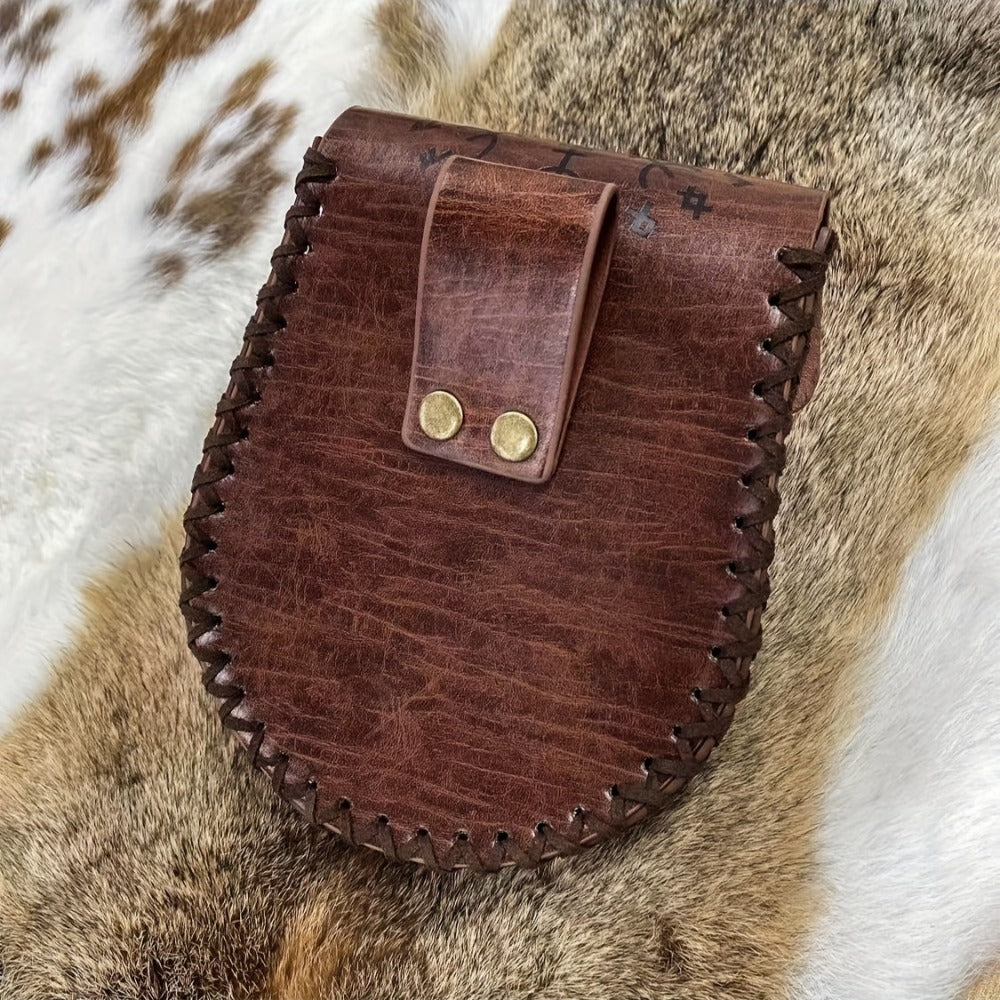 Costume Accessories Faux Leather Medieval Belt Pouch with Five Embossed Design Options in Brown or Black — image 8