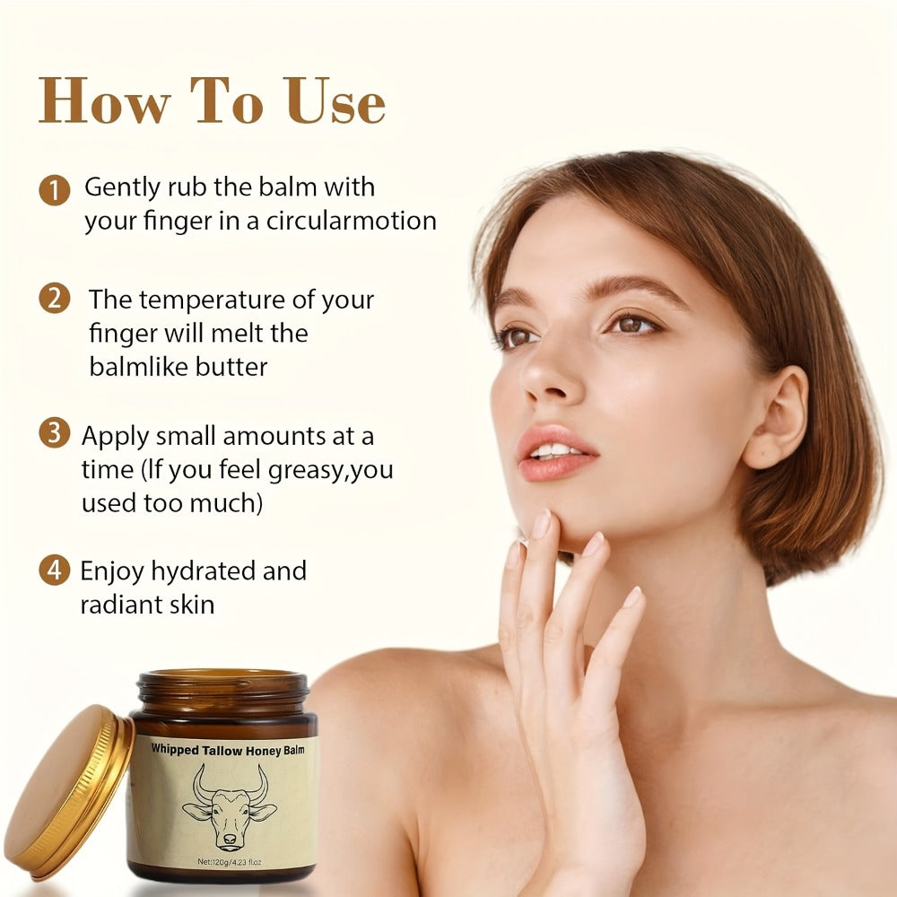 Beef Tallow Cream 4oz with Honey, Natural Fast-Absorbing for Face, Body, Hair & Dry Cracked Skin — image 7
