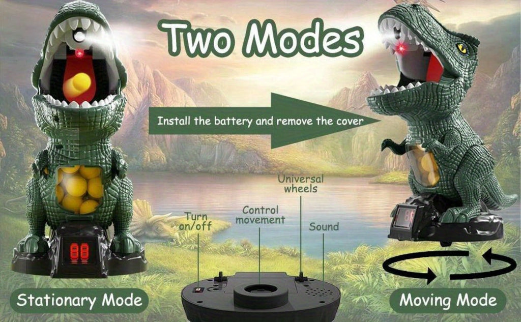 Dinosaur Shooting Toy Set for Kids, Air Pump Foam Bullet Blaster with Moving Dinosaur Targets, Twin Pistol — image 11