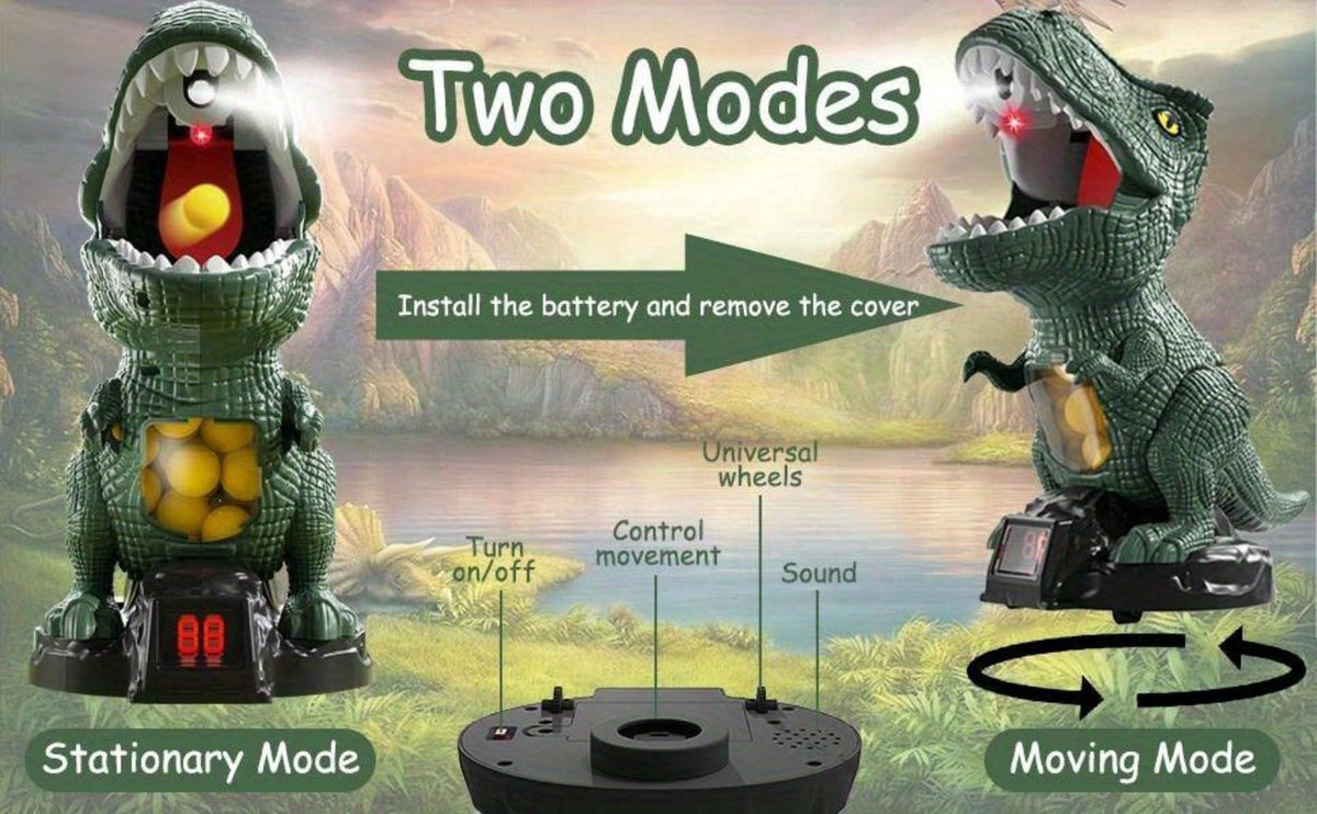 Dinosaur Shooting Toy Set for Kids, Air Pump Foam Bullet Blaster with Moving Dinosaur Targets, Twin Pistol — image 11