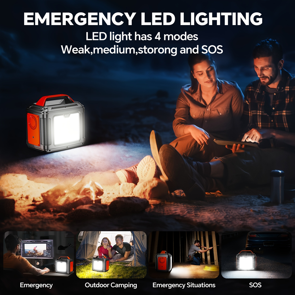 Portable Power Station 296Wh 300W with AC, DC, USB, LED Light and Optional 60W Solar Panel — image 6