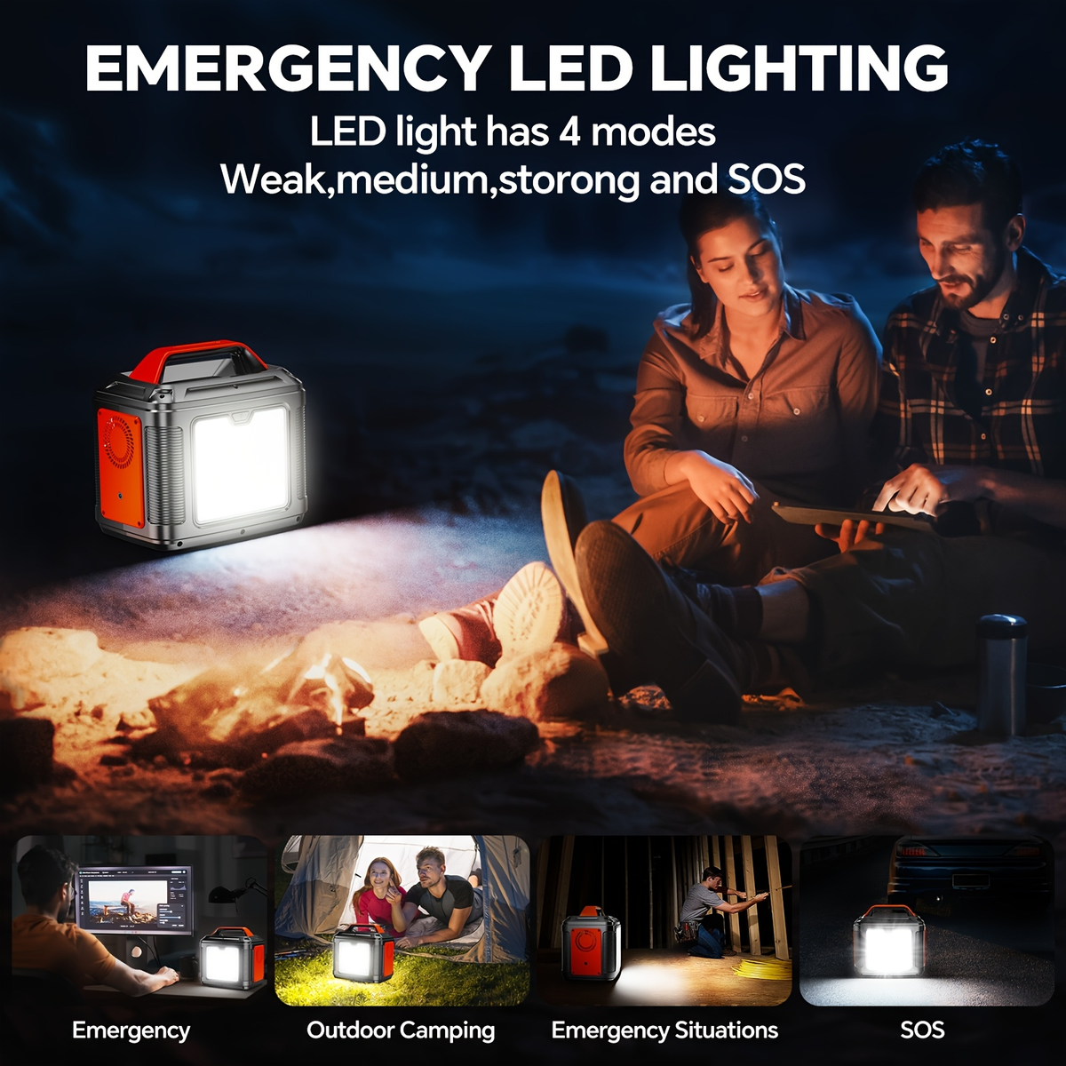 Portable Power Station 296Wh 300W with AC, DC, USB, LED Light and Optional 60W Solar Panel — image 6