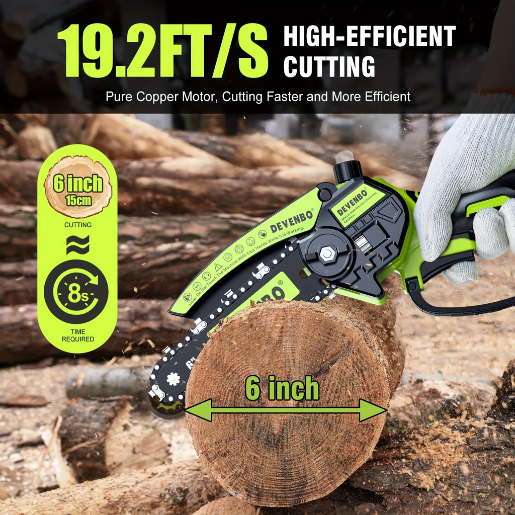 Cordless Mini Chainsaw 6-Inch, Handheld Pruning Saw with Rechargeable Battery, Adjustable Chain Tension — image 12