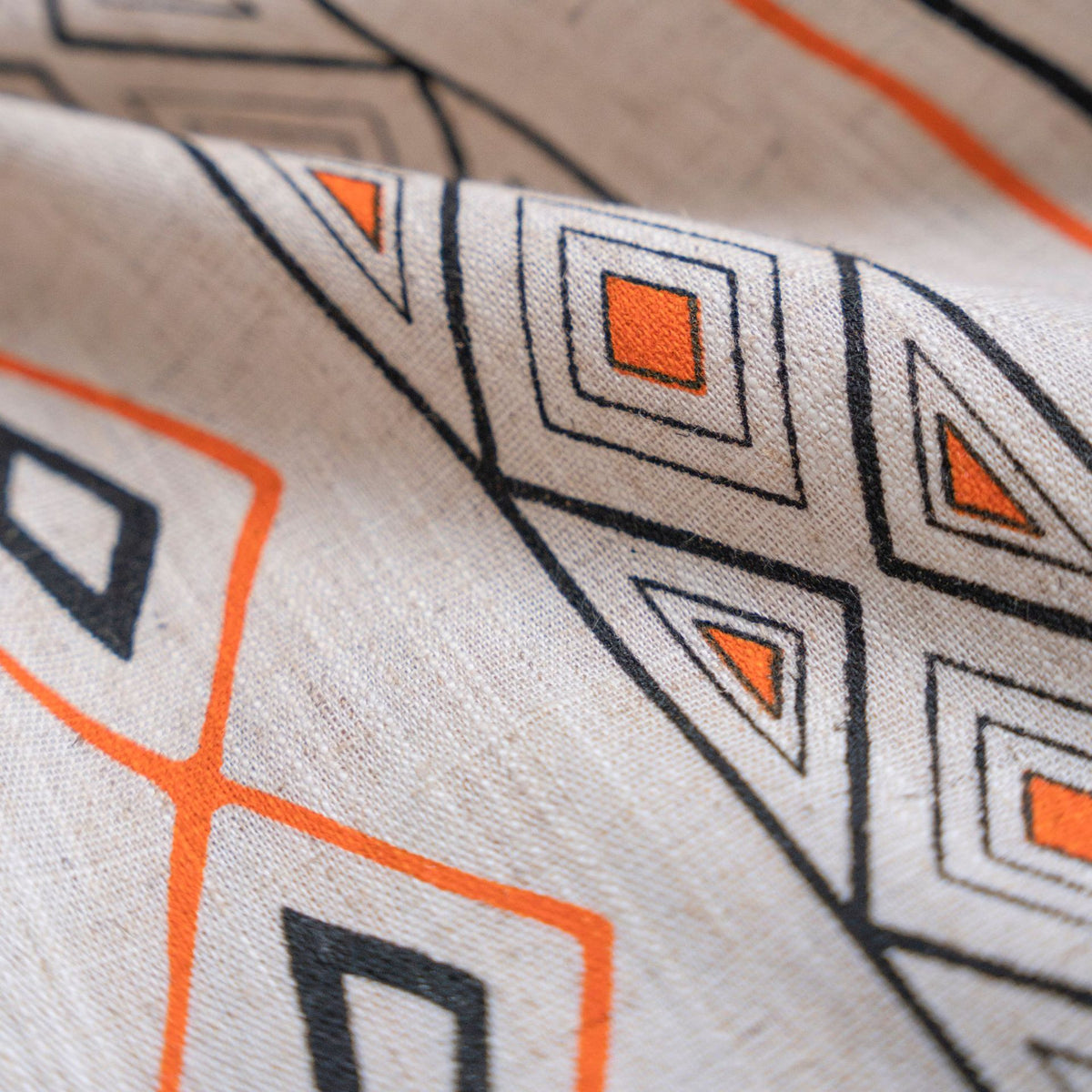 Boho Cream Cotton And Linen Print Sun Shade Non-punched Curtain Fabric