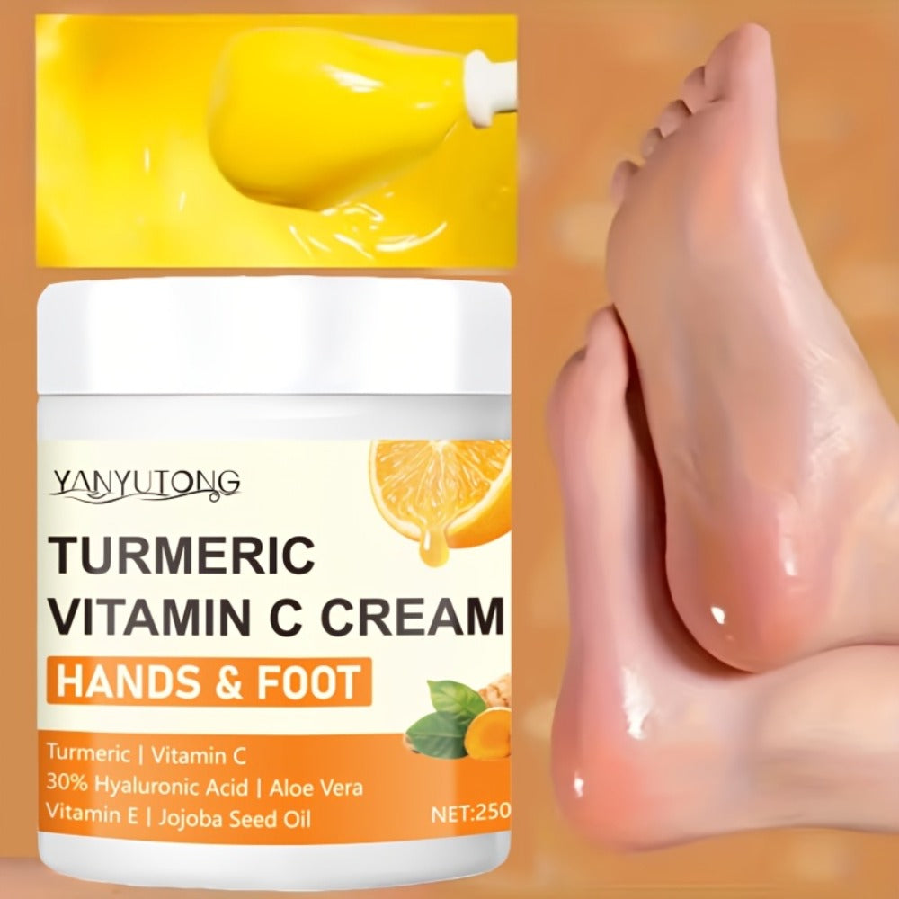 250g Turmeric and Vitamin C Hands-and-Feet Cream Jar with Hyaluronic Acid and Aloe Labeling — image 10