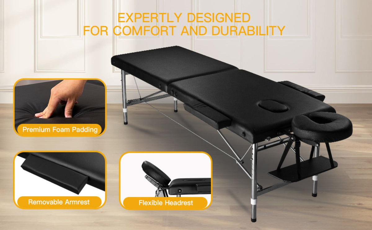 Portable Massage Table Foldable Aluminum Spa Bed, 3-Fold Adjustable Height 24" Wide Padded Treatment Bed — image 13