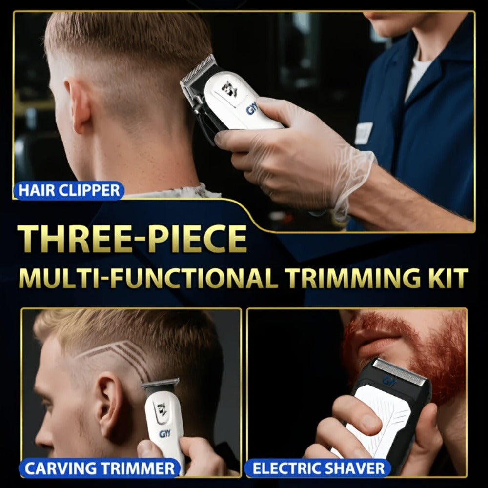 Hair Clipper Kit with Scissors for Home & Salon – Professional Stainless Steel Blade, Digital Display, USB Rechargeable Hair 