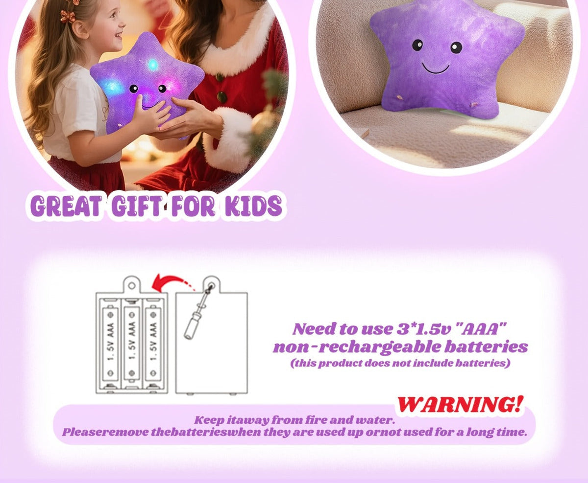 Purple Musical Star Plush Night Light with Color-Changing LEDs, 10 Lullabies, 15-Minute Timer and 13-Inch Design — image 9