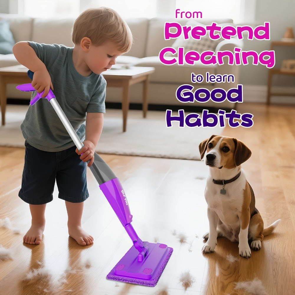 Kids Spray Mop Toy with Water Sprayer, Pretend Play Housekeeping Kit for Floor Cleaning, STEM Educational Toy — image 8