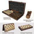Magnetic Wooden Chess Set 15 Inch – Folding Portable Chessboard with Handmade Pieces, Tournament & Travel Chess Game for Adul