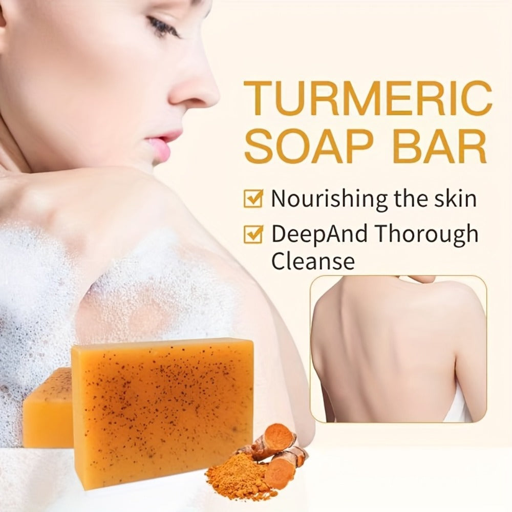 Turmeric and Kojic Acid Bar Soap, 12-Pack of 100g Bars with Lemon and Honey Labels plus Bubble Net — image 7