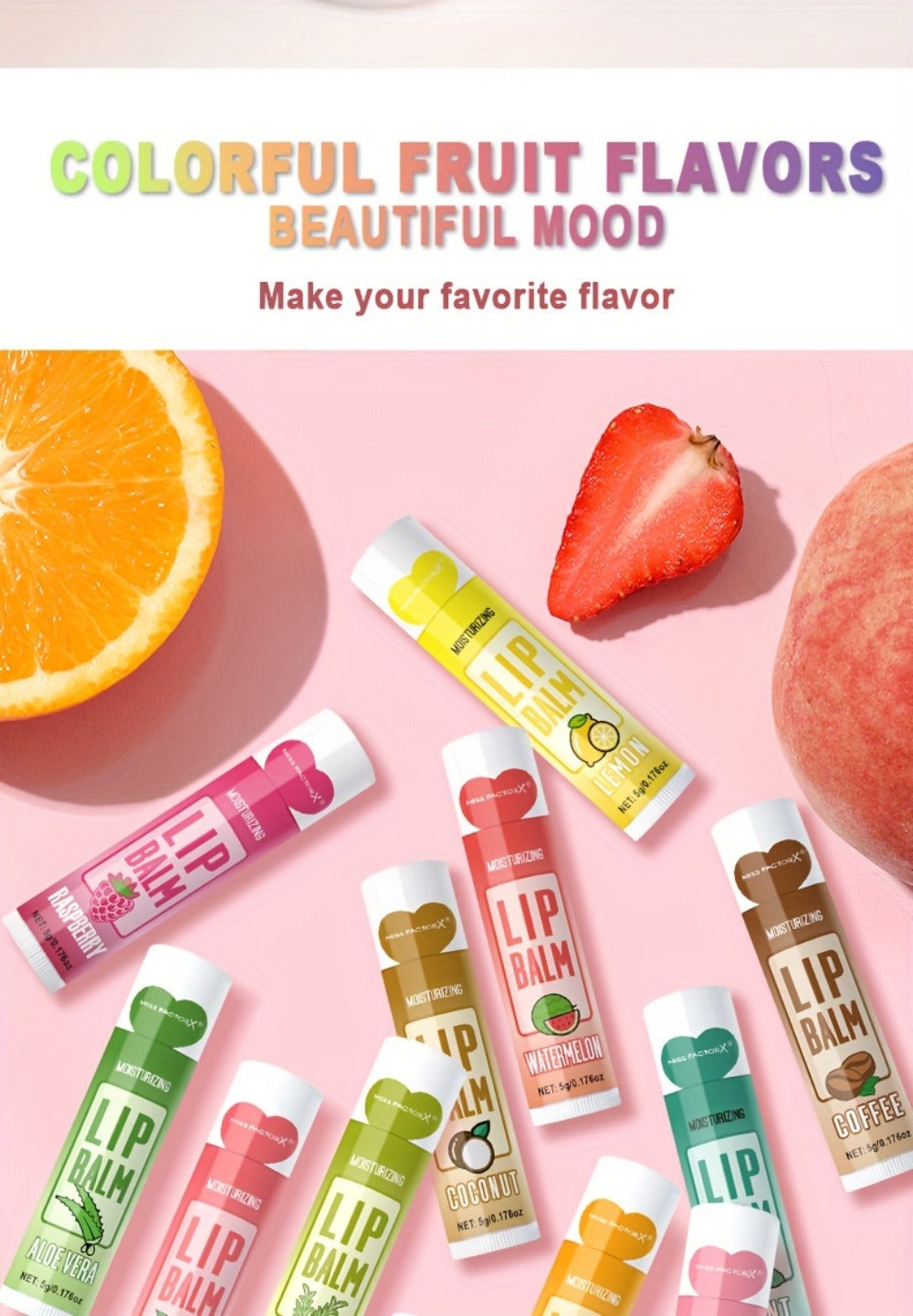 60-Piece Tube Lip Balm Set with 12 Pictured Flavor Labels in a Multicolor Display Box Assortment — image 15