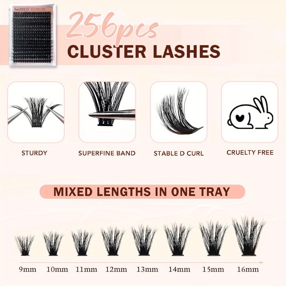 100D Volume Cluster Lashes DIY Individual Lash Extension Kit – Soft Reusable Single Clusters for Full Thick Dramatic Lash Loo