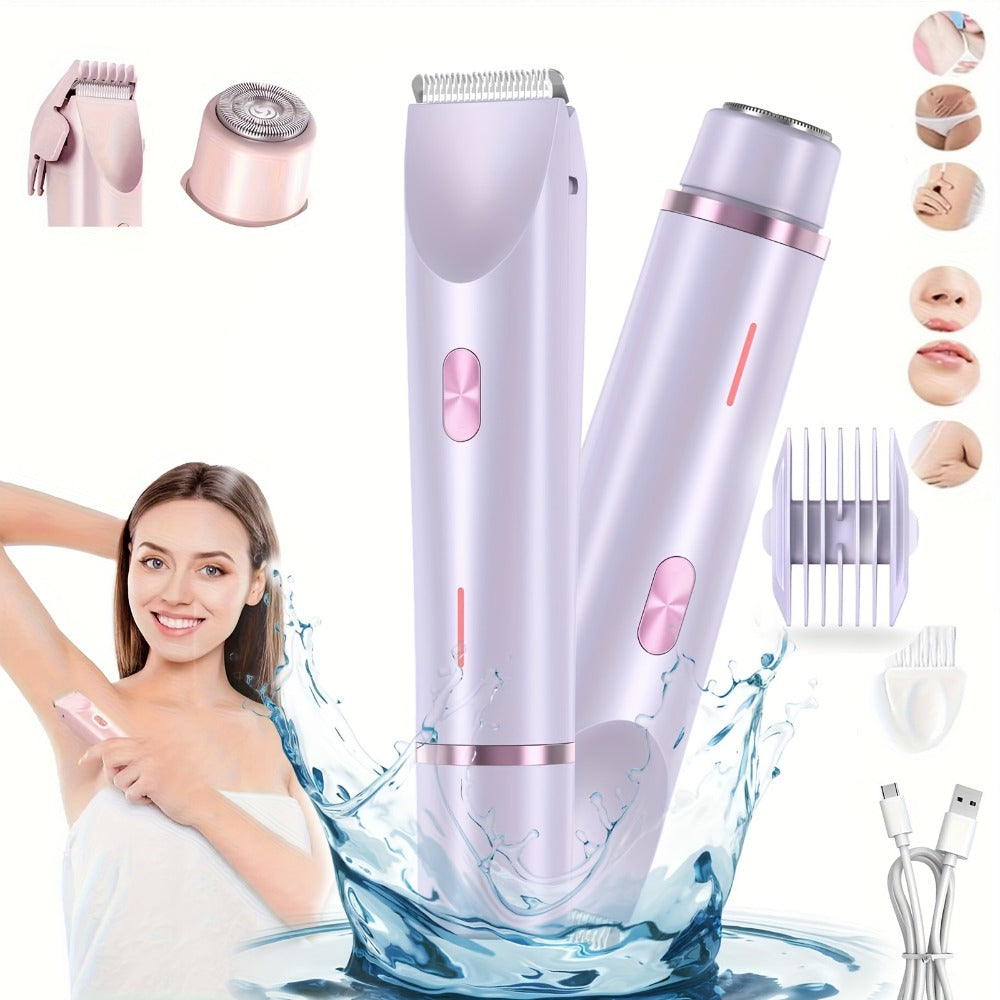Two-Head Electric Hair Shaver with Foil and Rotary Attachments, Type-C Charging in Pink, Purple or Blue — image 4