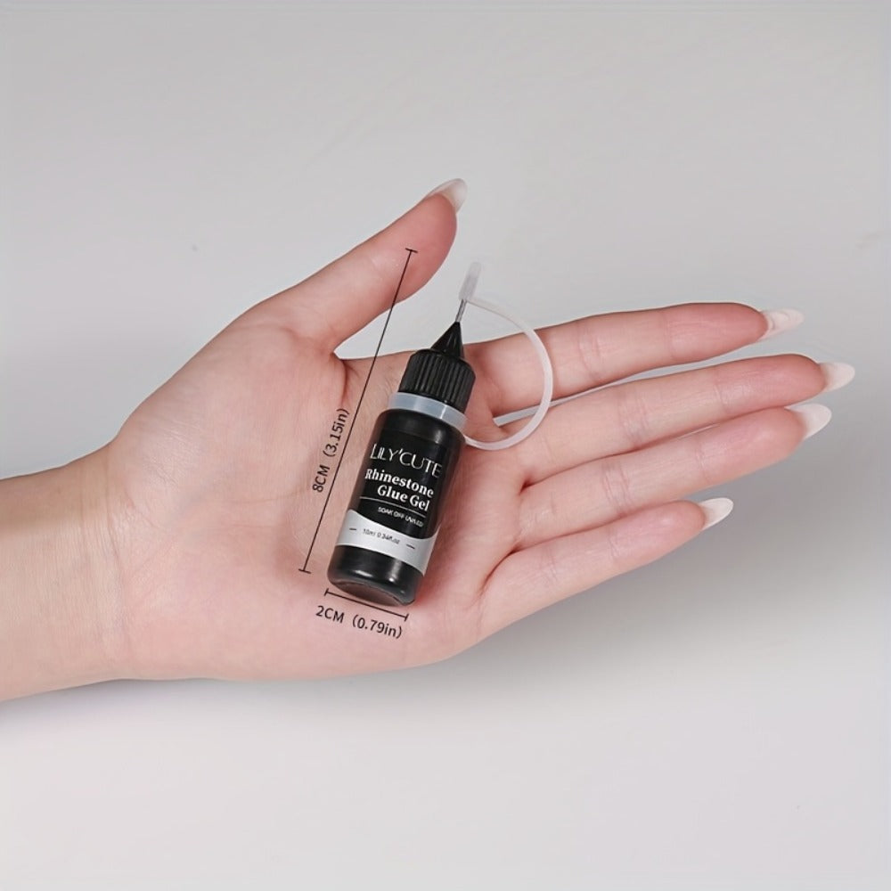 Nail Rhinestone Adhesive Gel 2pcs 0.34oz Clear Sticky Glue for 3D Nail Art Gems Charms Crystals Drill Jewelry — image 4