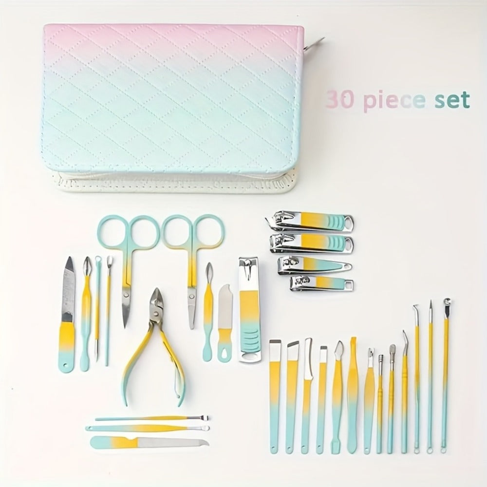 Thirty-Piece Manicure and Pedicure Kit with Gradient Travel Case, Clippers, Scissors and Nail Tools — image 5