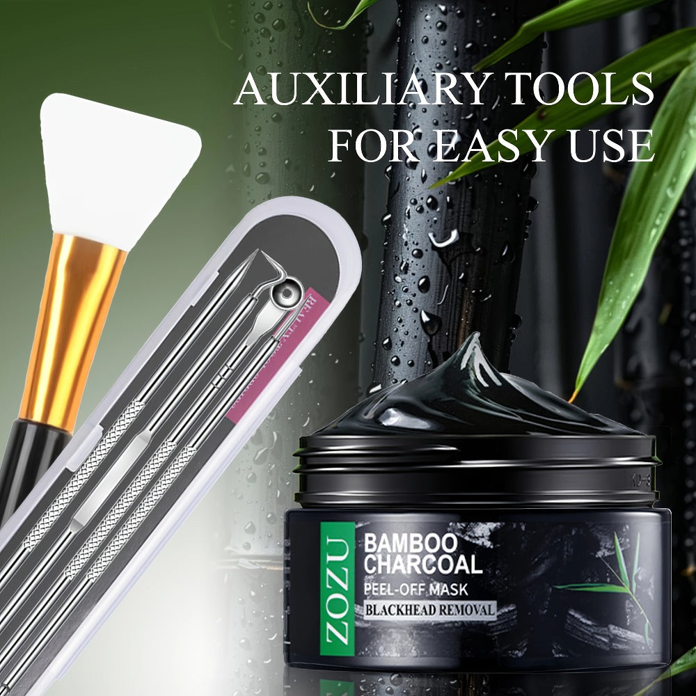 Skincare Set with ZOZU Label, 4 Bamboo Charcoal Items Including Cleanser Mask Essence and Brush Tool — image 6