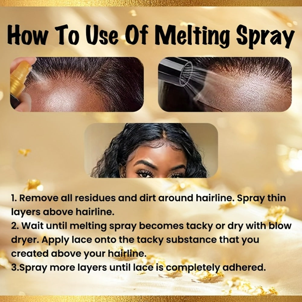 Lace Wig Melt Spray Strong Hold No Residue Quick Dry 4.06 Fl Oz Invisible Glueless Adhesive for Lace Front Closure Wigs Porta