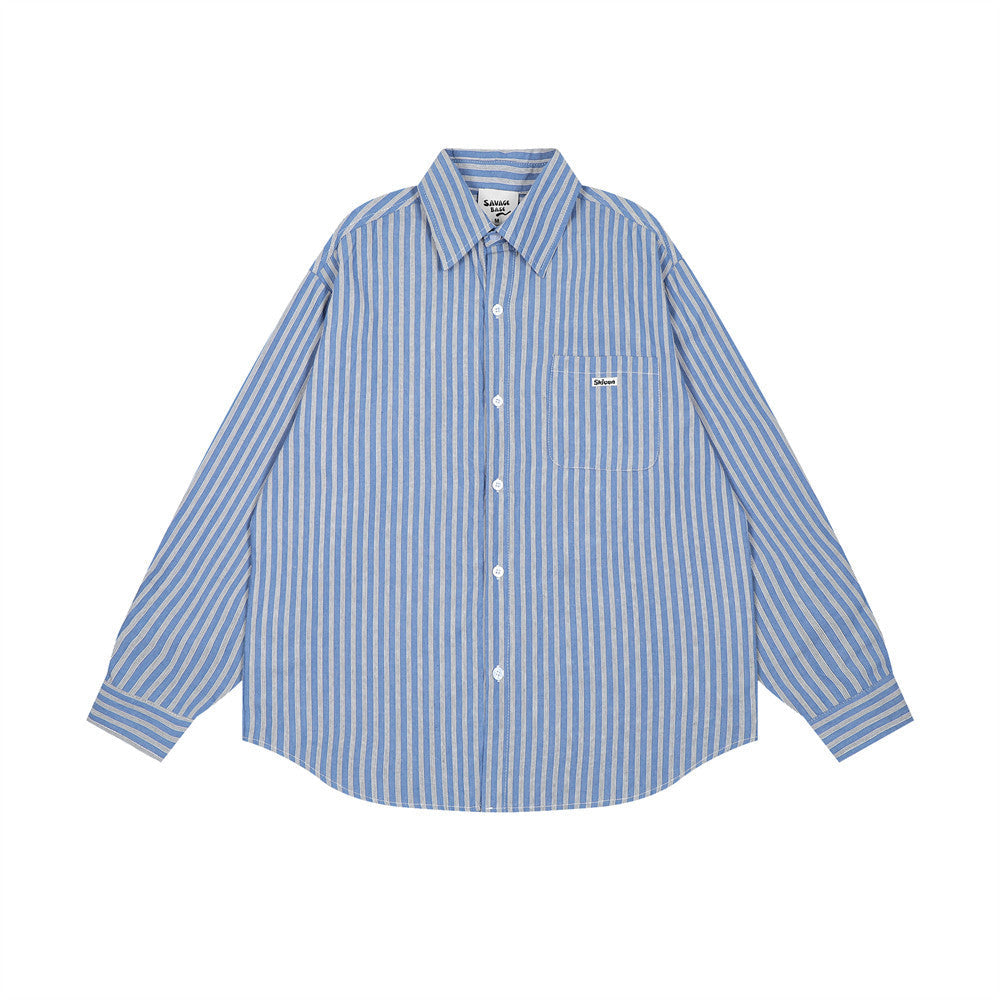 Fashion Vertical Striped Long-sleeved Shirt Men