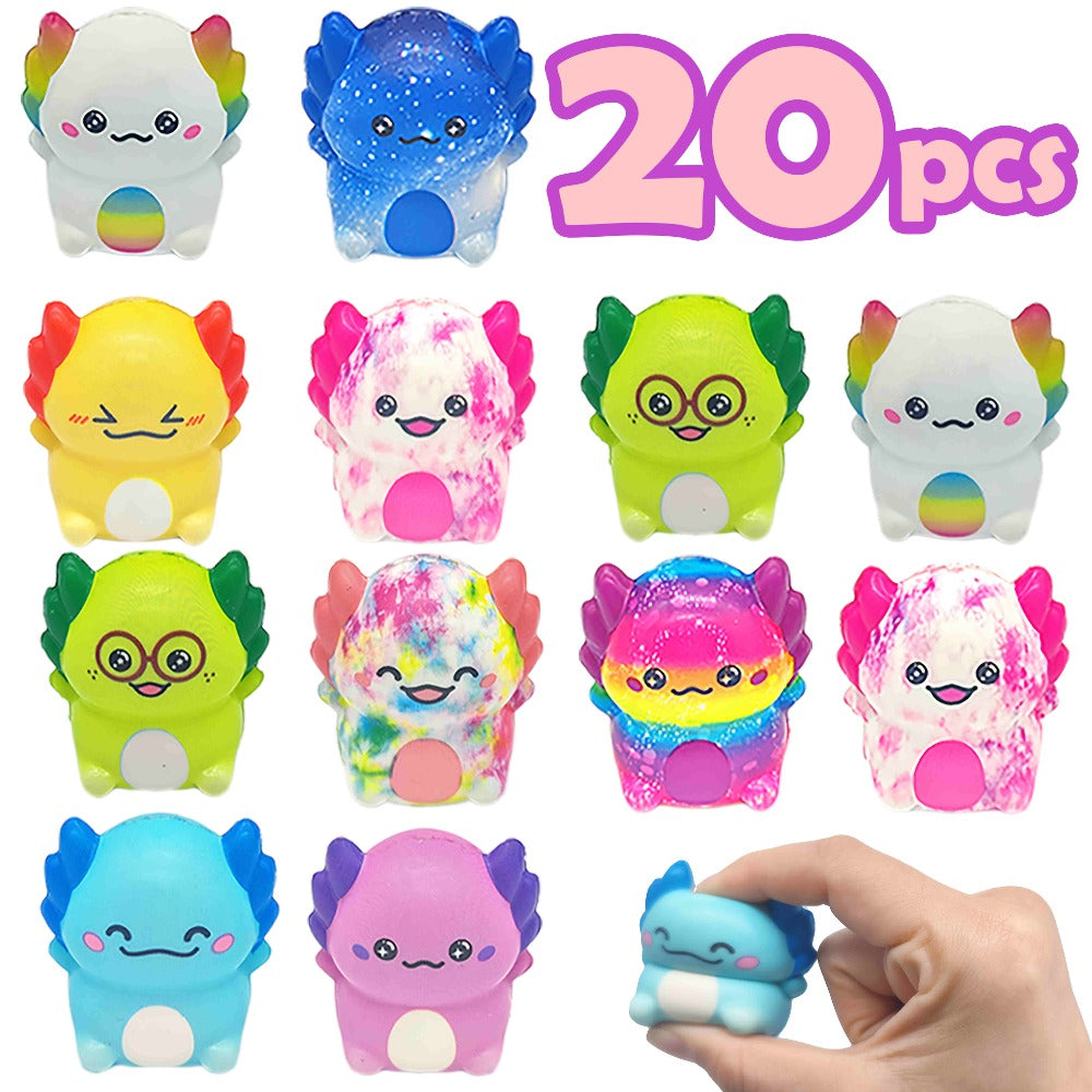 Axolotl Squishy Toys 20 Pack Slow Rising Fidget Sensory Stress Toys for Kids, Cute Salamander Newt Ice Cream Shape Squeeze To