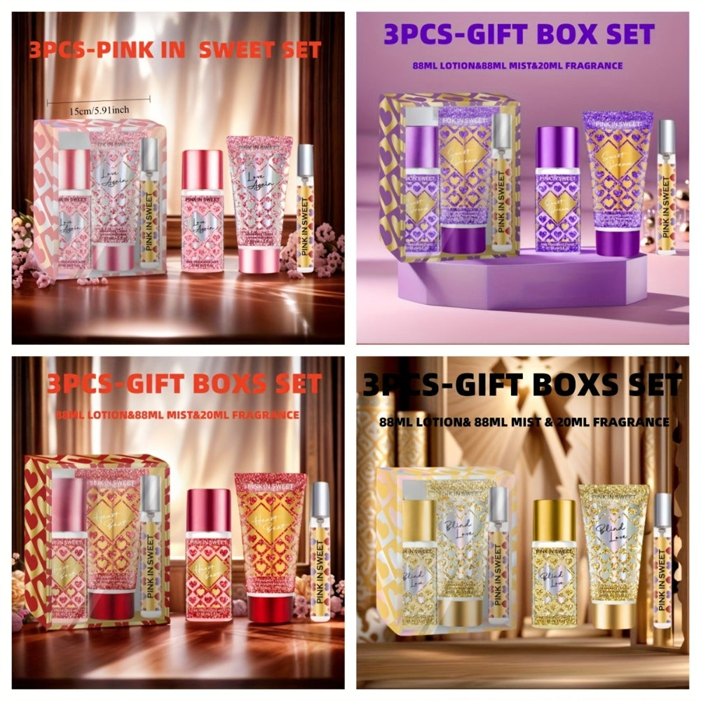Perfume Gift Set for Women 3-Piece Body Spray Cream Mini EDP Sweet Gourmand Fragrance Date Night Party Birthday Gift — image 