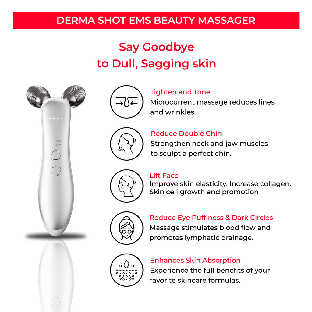 Micro-current Roller Face Slimming Massager 2-wheel Shaping Skin Tightening Beauty V Face