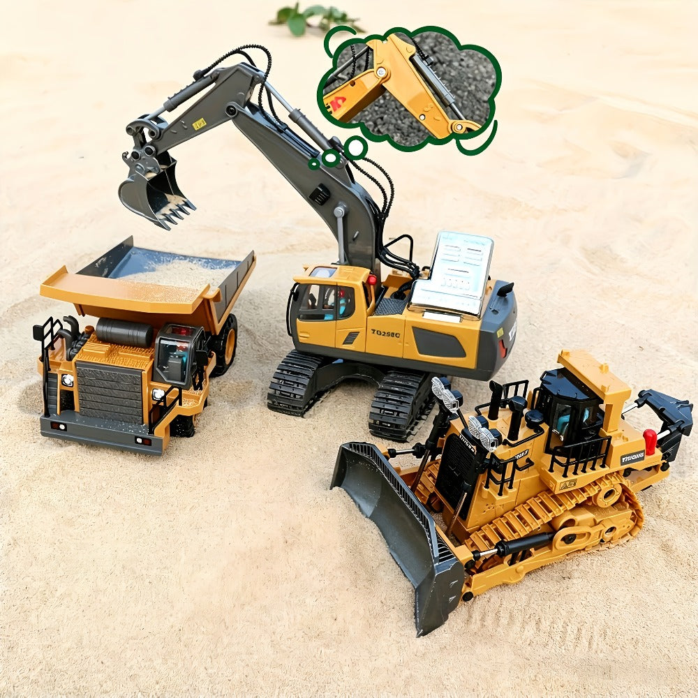 RC Construction Vehicle Set 2-in-1 & 3-in-1, 2.4G 11-Channel Remote Control Excavator Dump Truck Forklift Bulldozer — image 9