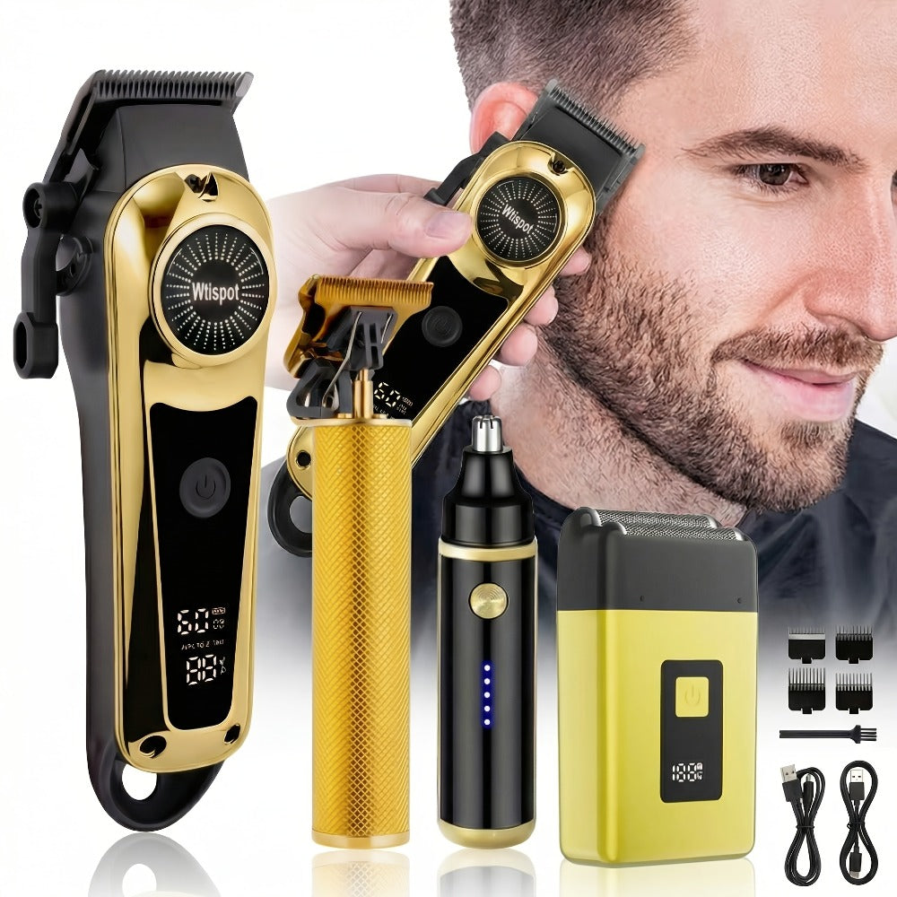 Hair Clipper Whistpot Two- or Four-Piece Cordless Grooming Set with USB Charging and Battery Displays — image 6