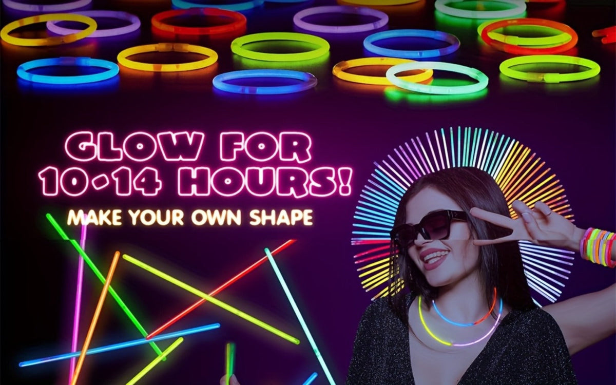 144-Piece 8-Inch Glow Stick Party Pack in Seven Pictured Colors with Bracelet and Necklace Connectors — image 9