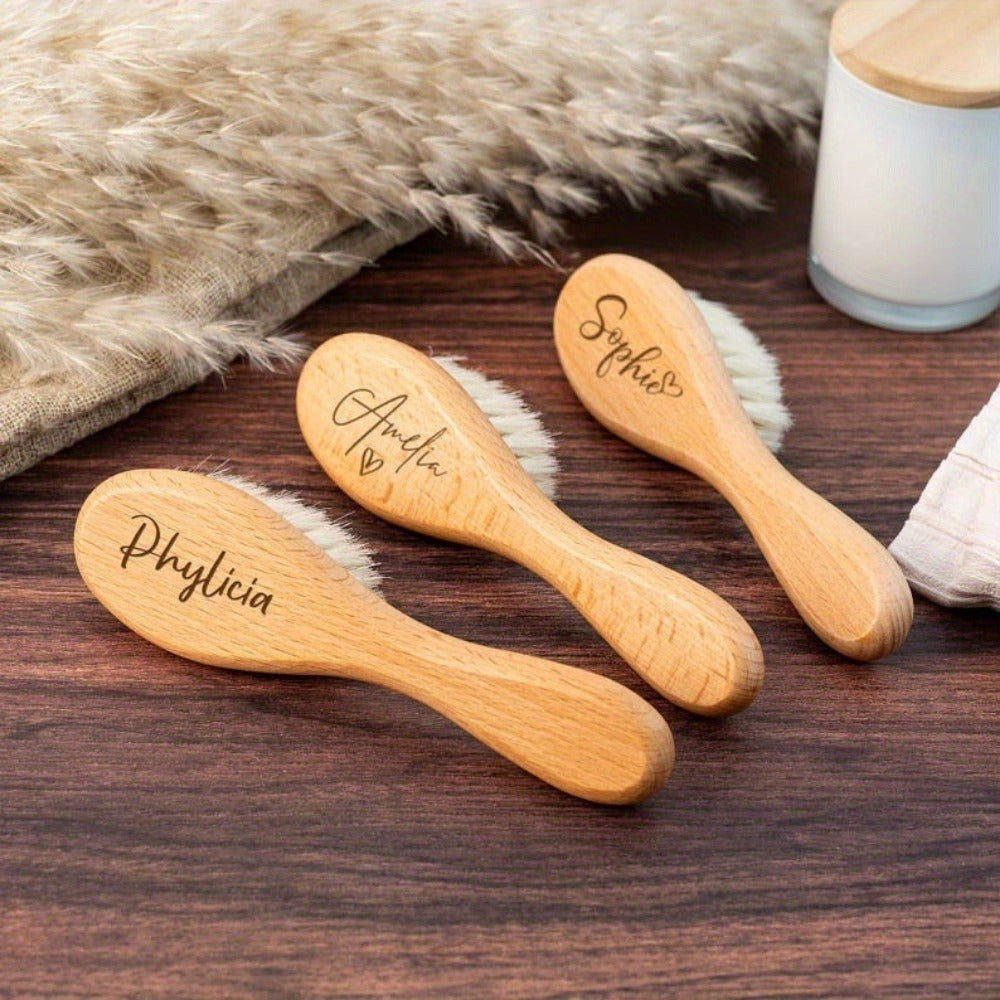 Custom Engraved Baby Brush Personalized Newborn Soft Hair Brush with Name, Unique Keepsake Gift for Baby Shower — image 2