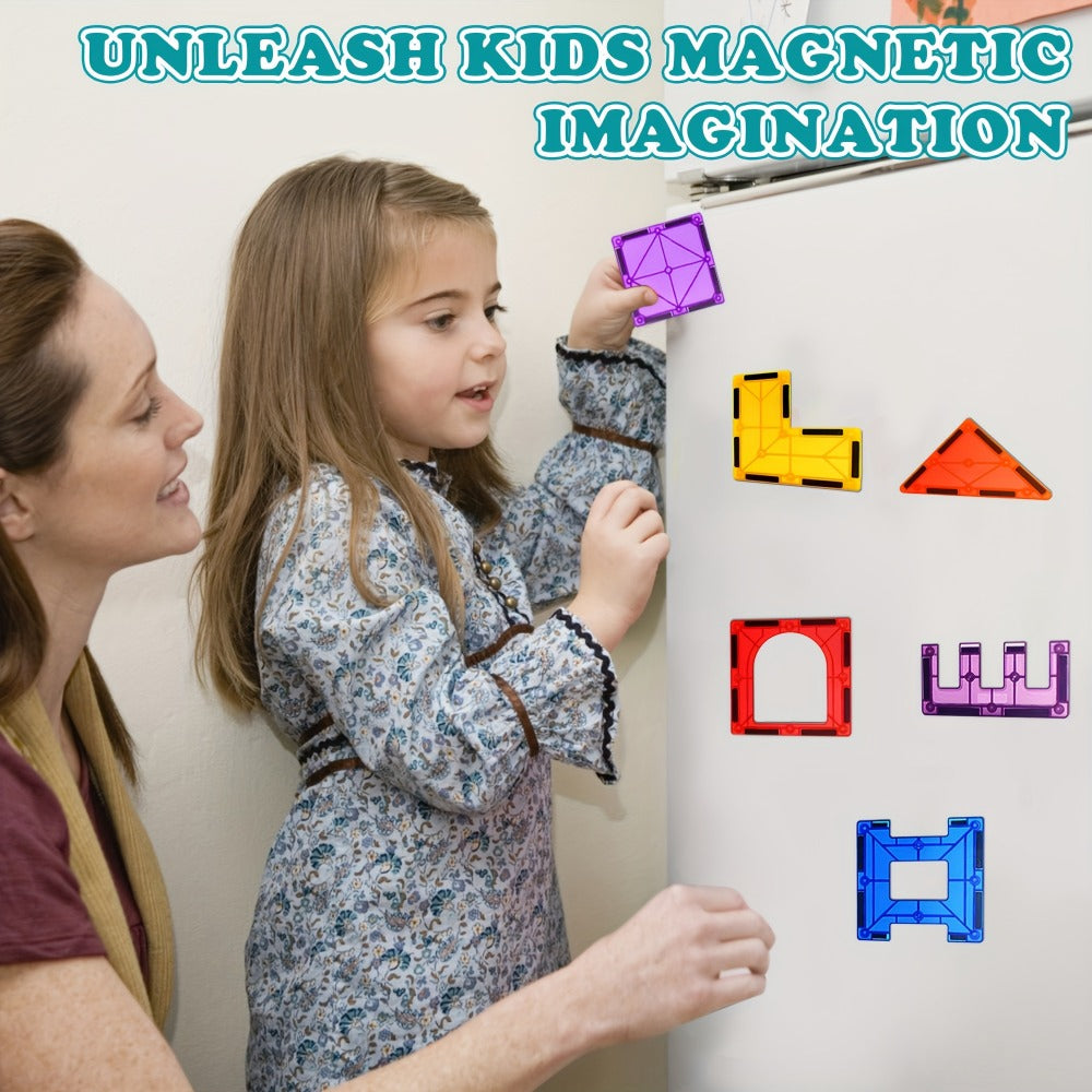 Magnetic Tiles Building Set for Kids 3 4 5 6 7 8 – 80 106 136 205pcs Clear 3D Magnet Building Blocks STEM Educational Toy Chi