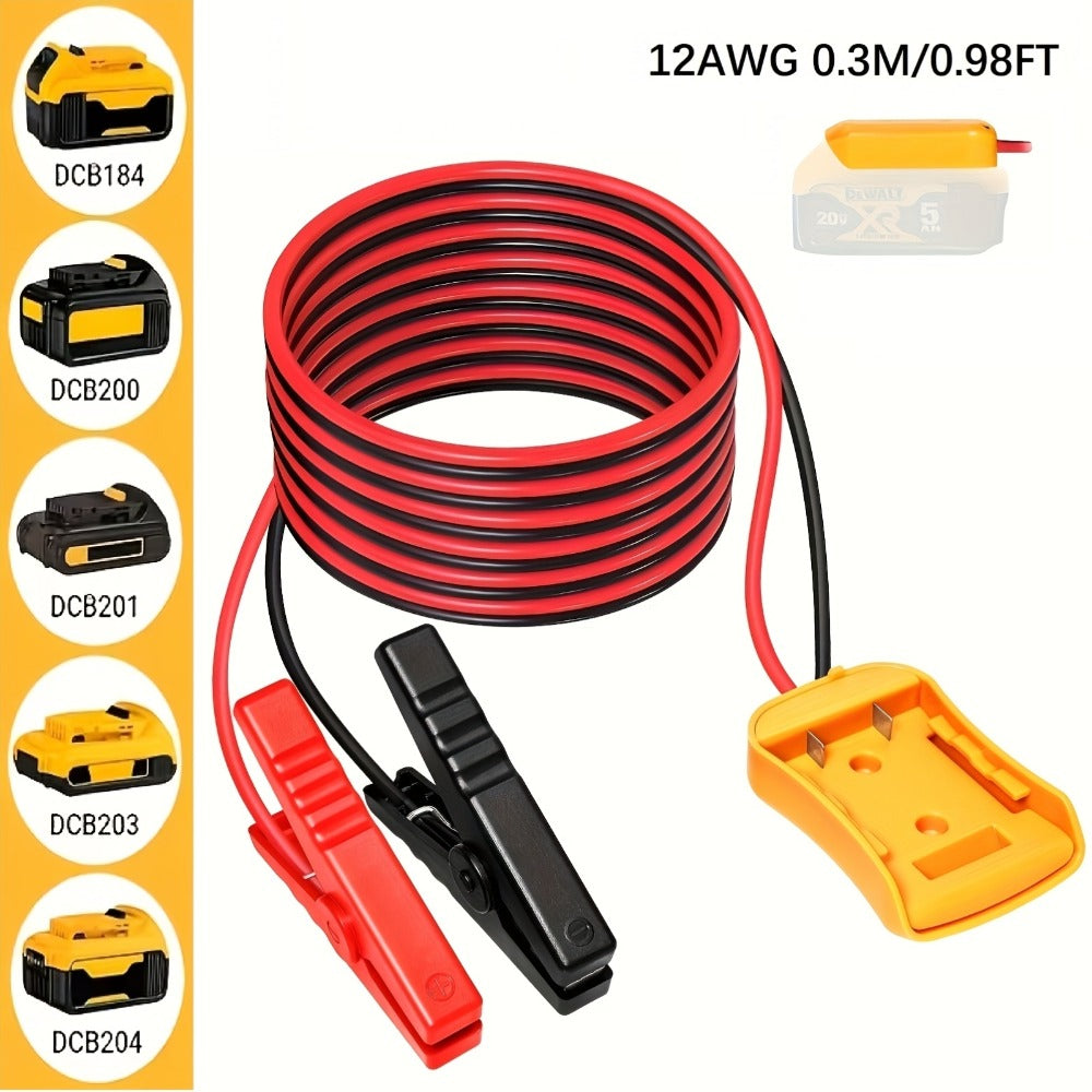 Jump Starter Cable with Adapter for DeWalt 18V 20V DCB Battery 0.98Ft & 6.56Ft Portable Car Emergency Start Kit ABS Housing —