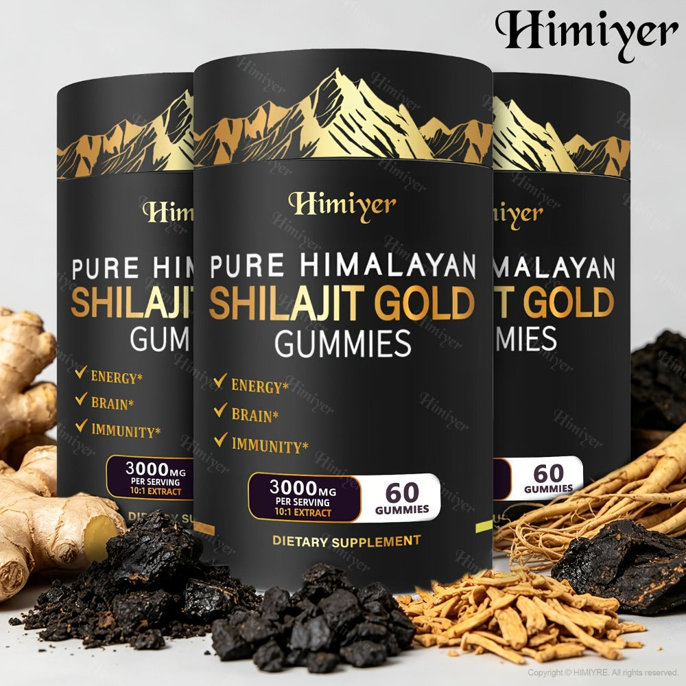 Shilajit Supplement 3000mg with Ginger, Ginseng & Ashwagandha – Pure Fulvic Acid & Multi-Mineral Phytonutrient Formula for En