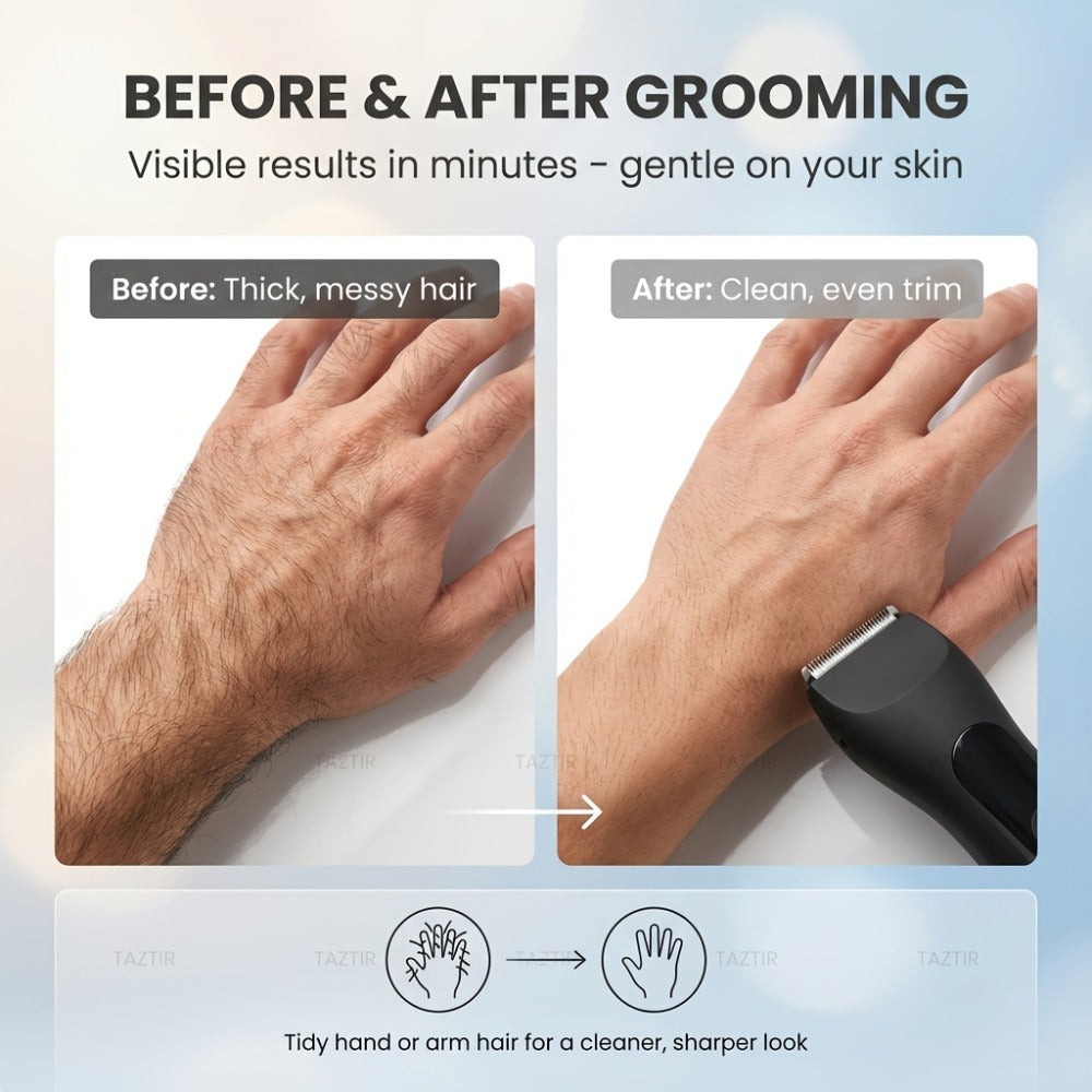 Waterproof Beard Trimmer 5-in-1 Body Grooming Kit for Men IP67 USB Rechargeable Electric Razor with Ceramic Blades LED Displa