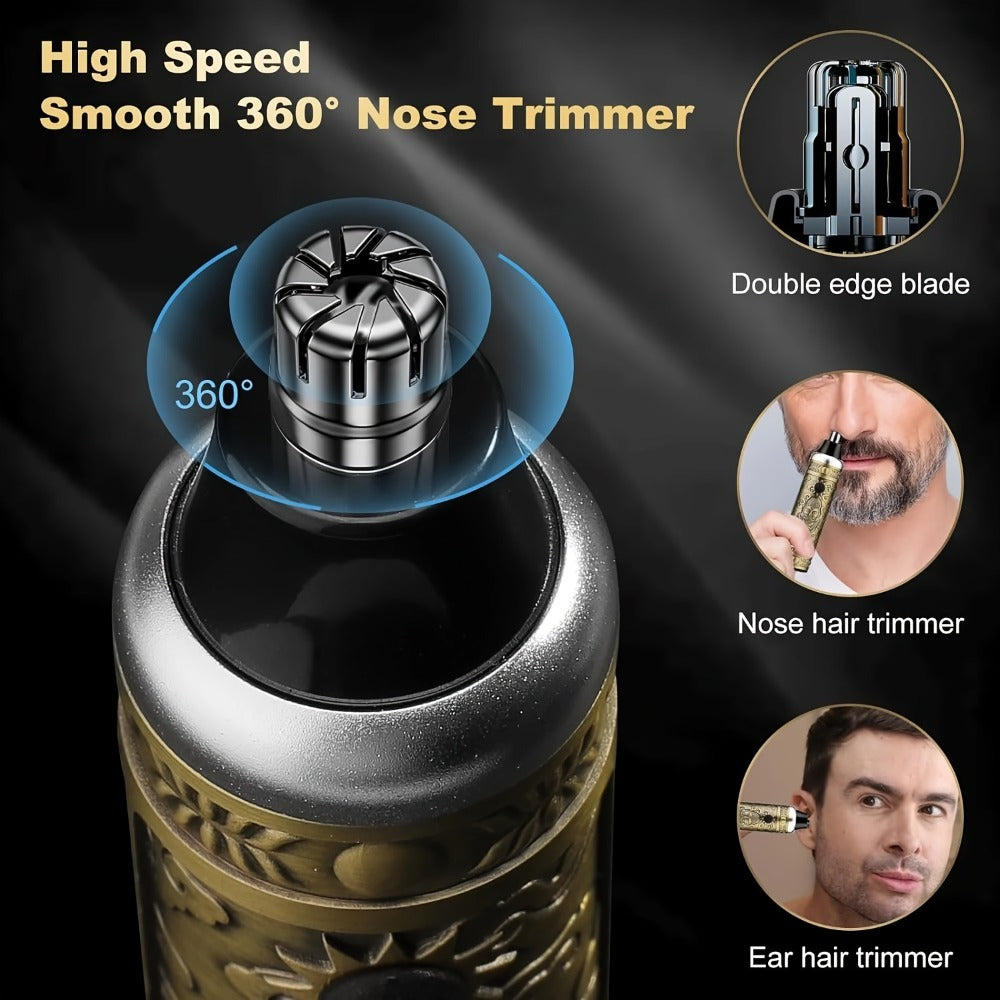 Cordless Hair Clipper & Trimmer Kit for Men – Professional Rechargeable Grooming Set, Golden Edition, Wireless Fade Clipper w