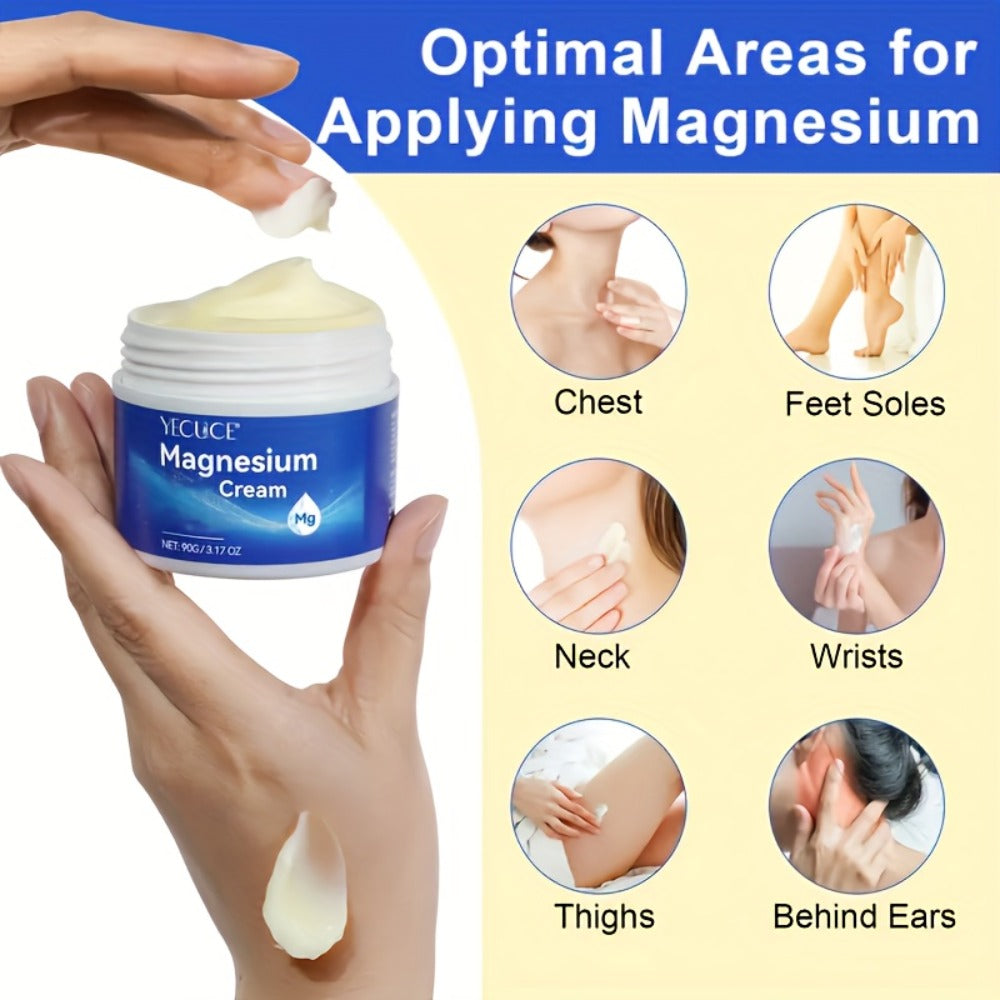 Magnesium Sleeping Cream 2-Pack 180g Each – Pure Magnesium Chloride Overnight Body Moisturizer, Alcohol-Free Dry Skin Relief 