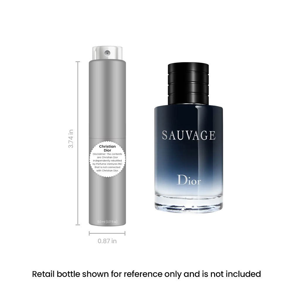 Dior Sauvage Eau de Toilette Travel Spray 5ml 0.17oz – Men's Cologne Fresh Aromatic Woody Fragrance Mini Atomizer 100% Authen