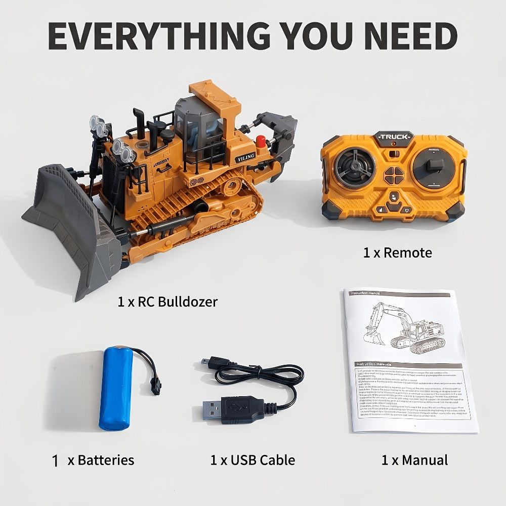 RC Bulldozer 1:24 Scale Alloy with 680° Rotation & Working Arm, 2.4GHz Remote Control Construction Vehicle for Kids — image 3